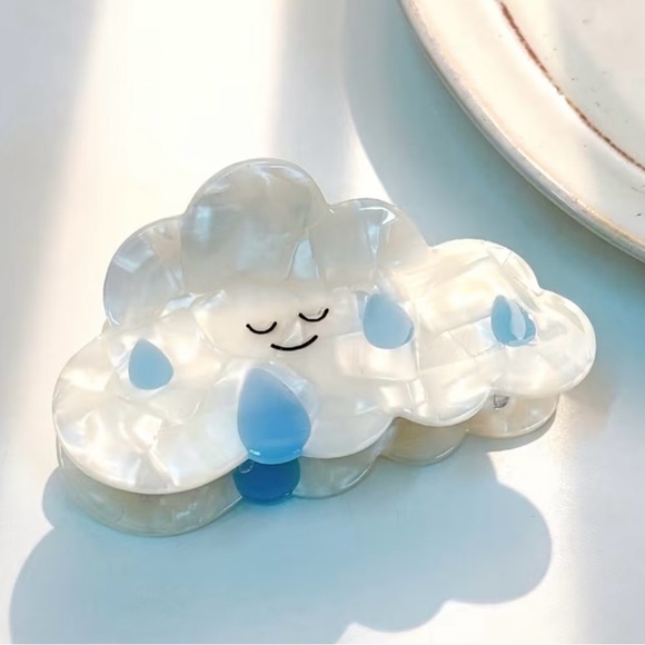 Accessories - Cute Cloud Hair Clip with Blue Raindrops
